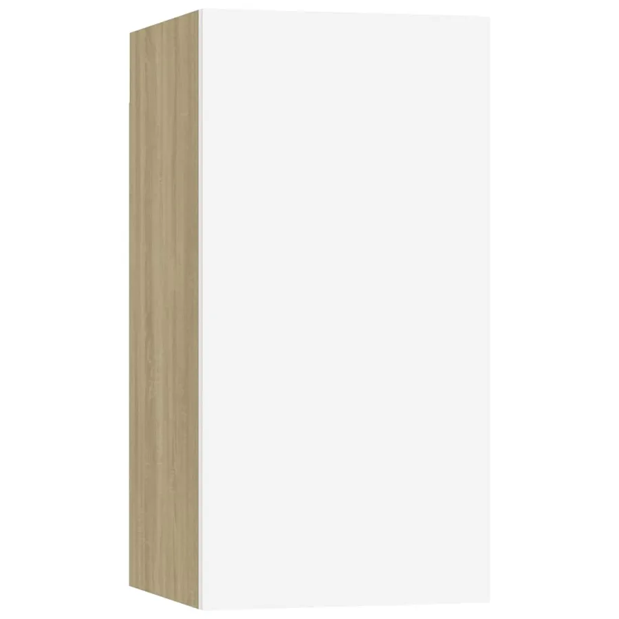 Meuble TV Blanc et chêne sonoma 30,5x30x60 cm Bois d’ingénierie - 2