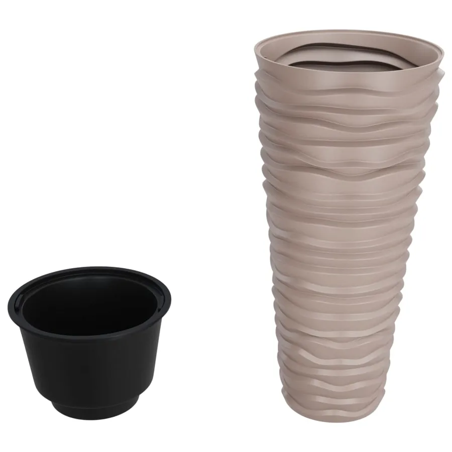 Jardinière et intérieur amovible moka 18/45 L PP aspect rainuré - 3