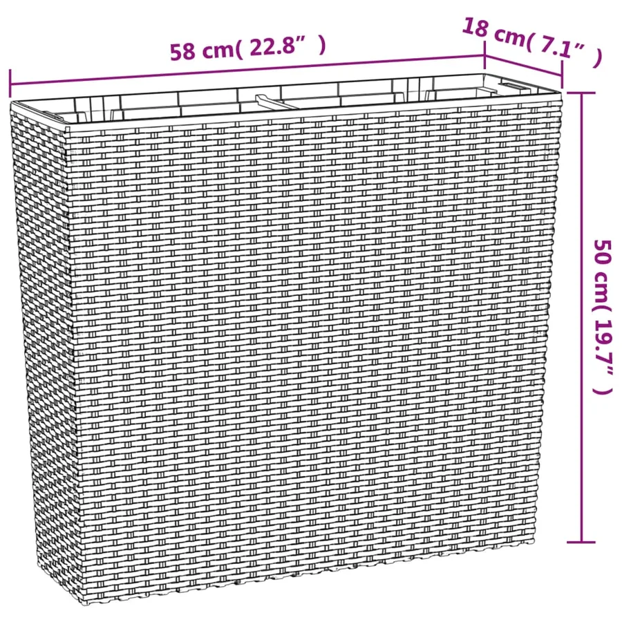 Jardinière et intérieur amovible anthracite 12 /44 L rotin PP - 8