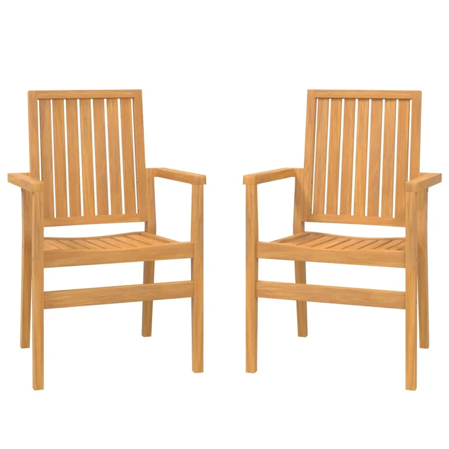 Chaises de jardin empilables lot de 2 56,5x57,5x91 cm bois teck - 2