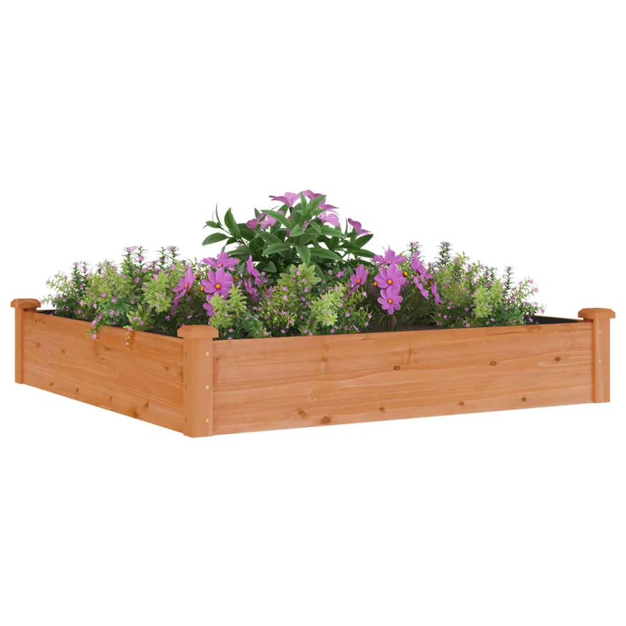 Lit surélevé de jardin doublure 120x120x25 cm bois massif sapin - 3