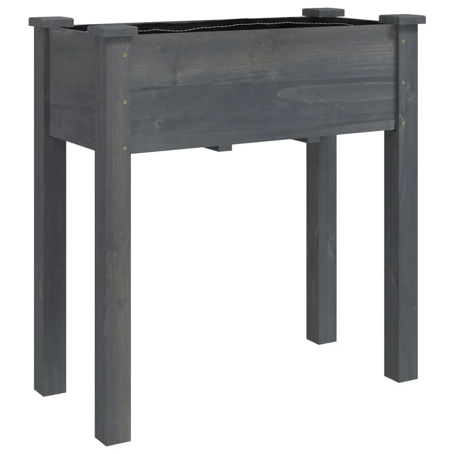 Jardinière avec doublure gris 71x37x76 cm bois massif de sapin - 2
