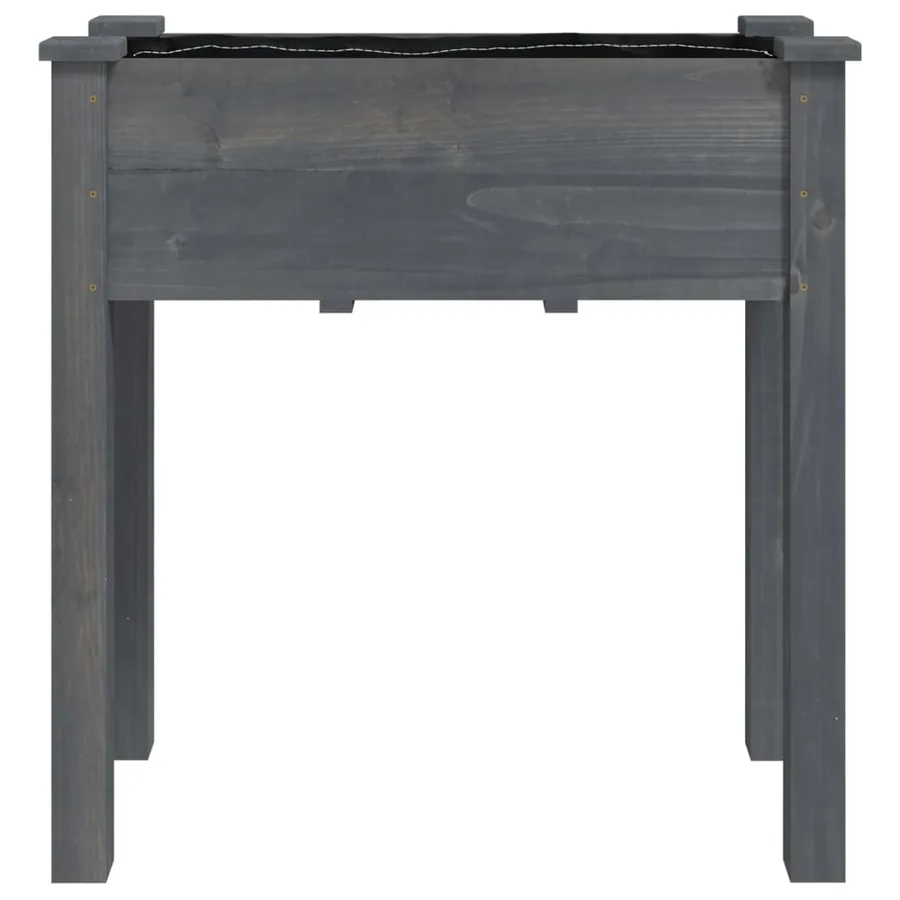 Jardinière avec doublure gris 71x37x76 cm bois massif de sapin - 4