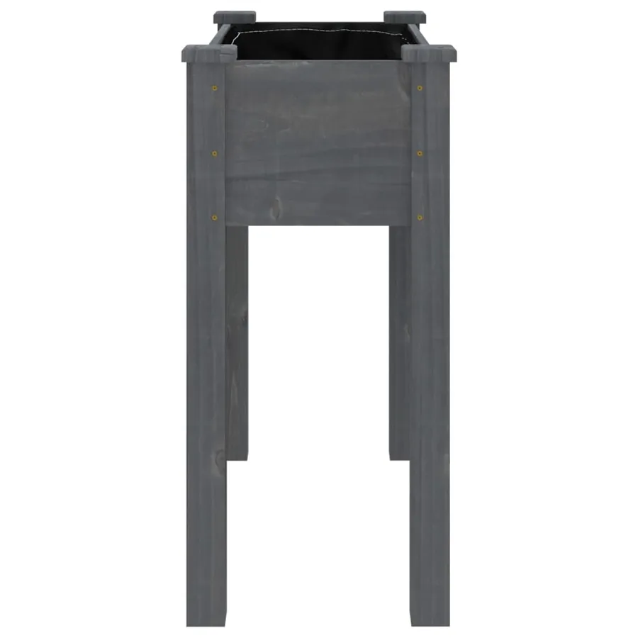 Jardinière avec doublure gris 71x37x76 cm bois massif de sapin - 5