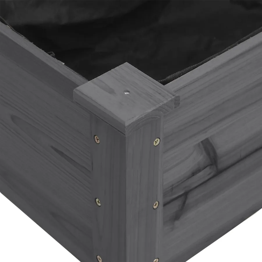 Jardinière avec doublure gris 71x37x76 cm bois massif de sapin - 7