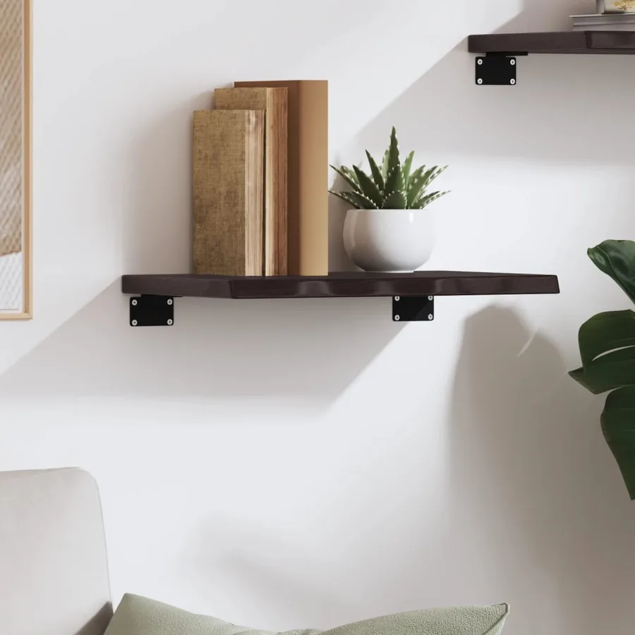 Étagère murale marron foncé 40x30x2 cm bois chêne massif traité - 3