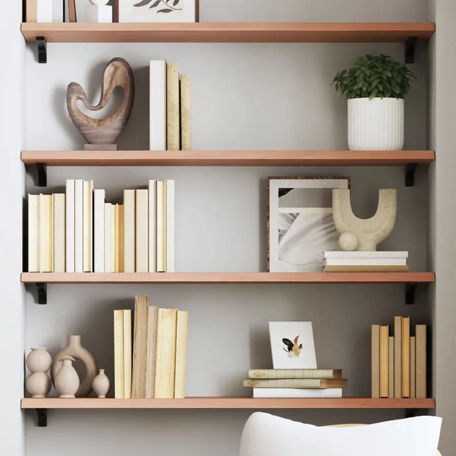 Étagère murale marron clair 80x30x2 cm bois chêne massif traité