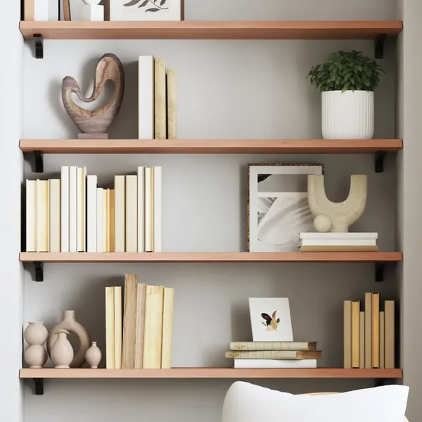 Étagère murale marron clair 80x30x2 cm bois chêne massif traité