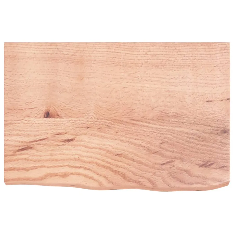 Étagère murale marron clair bois chêne massif traité - 4
