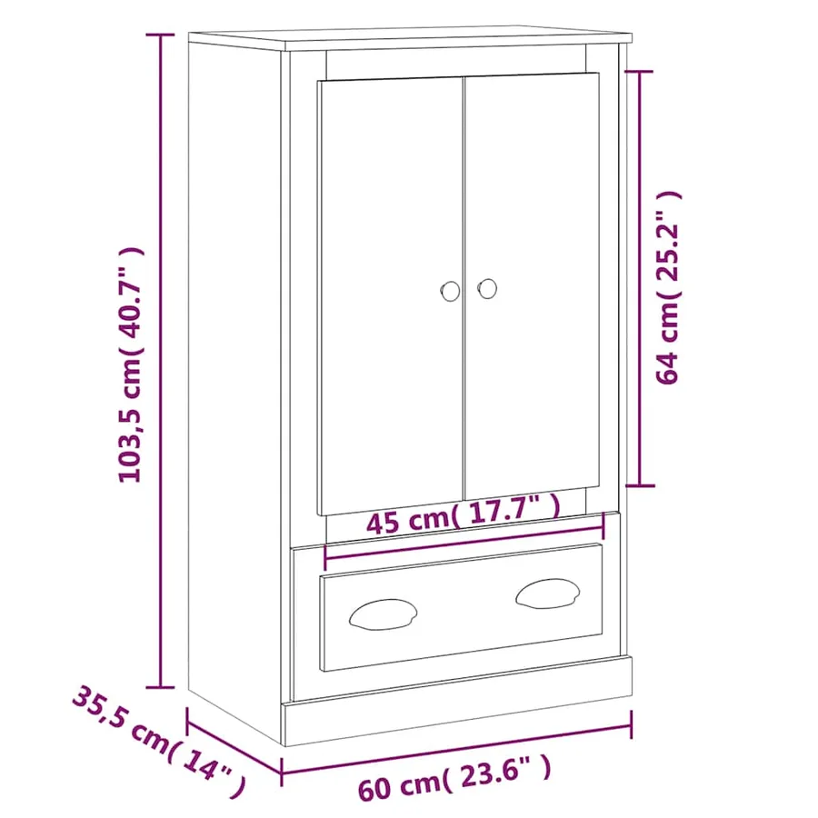 Buffet haut blanc 60x35,5x103,5 cm bois d'ingénierie - 10