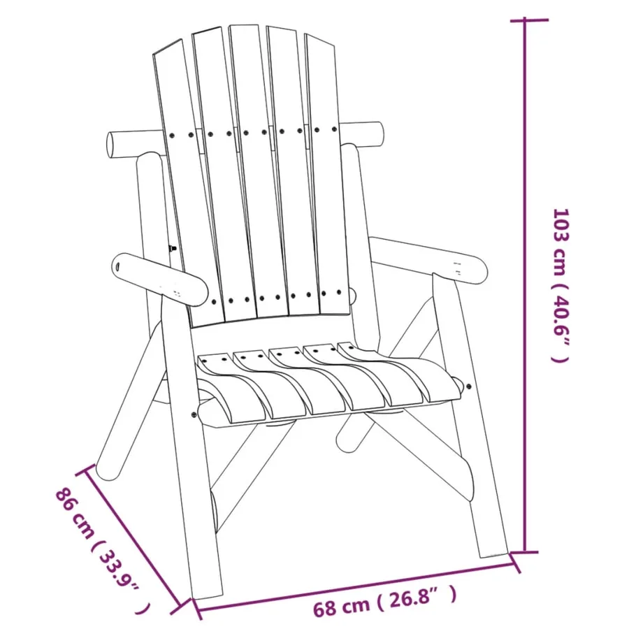 Chaise de jardin 68x86x103 cm bois massif d'épicéa - 6