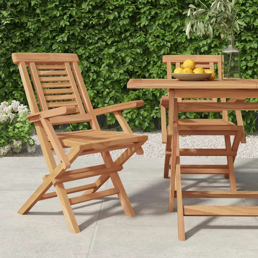 Chaises de jardin pliantes lot de 2 56x63x90cm bois massif teck