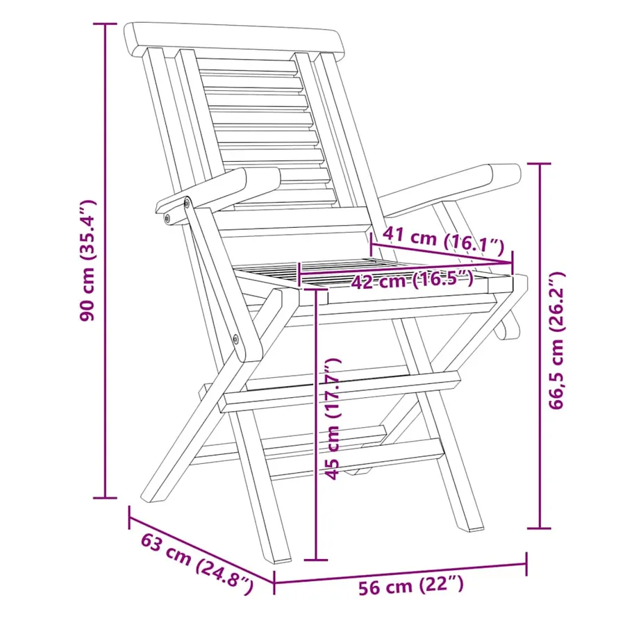 Chaises de jardin pliantes lot de 2 56x63x90cm bois massif teck - 8