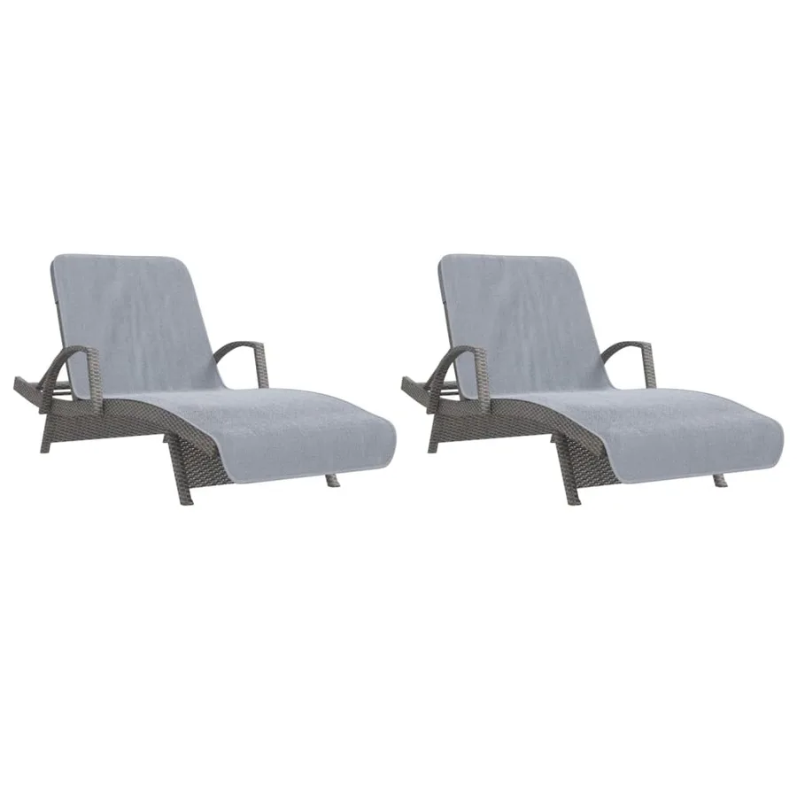 Serviettes de plage 2 pcs gris 75x200 cm tissu 400 GSM - 4
