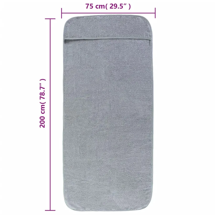 Serviettes de plage 2 pcs gris 75x200 cm tissu 400 GSM - 8