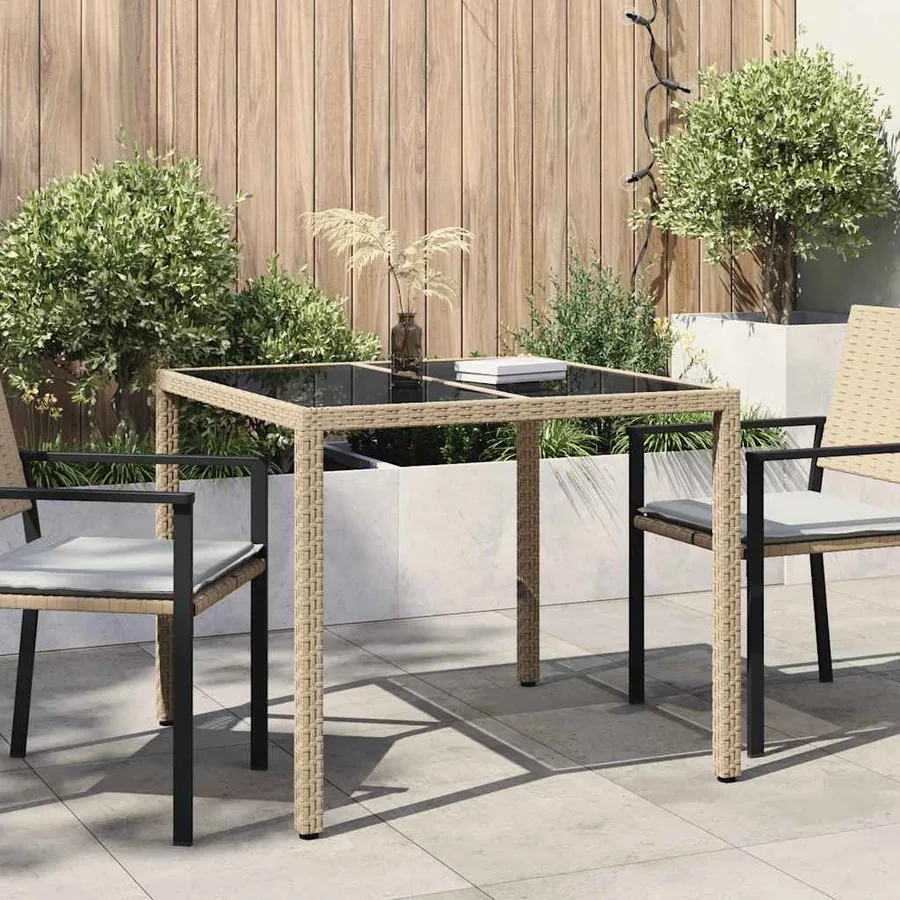 Table de Jardin Beige 90 x 90 x 75 cm polyrotin