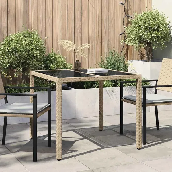 Table de Jardin Beige 90 x 90 x 75 cm polyrotin