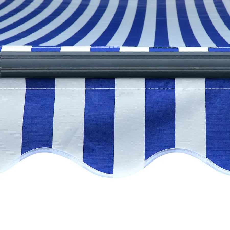 Auvent avec capteur de vent et LED 500x300 cm Bleu et blanc - 7