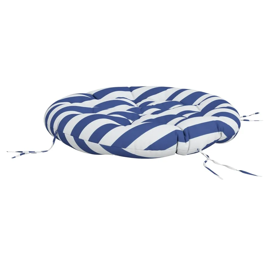 Coussin rond rayure bleue/blanche Ø 100 x11 cm tissu oxford - 4