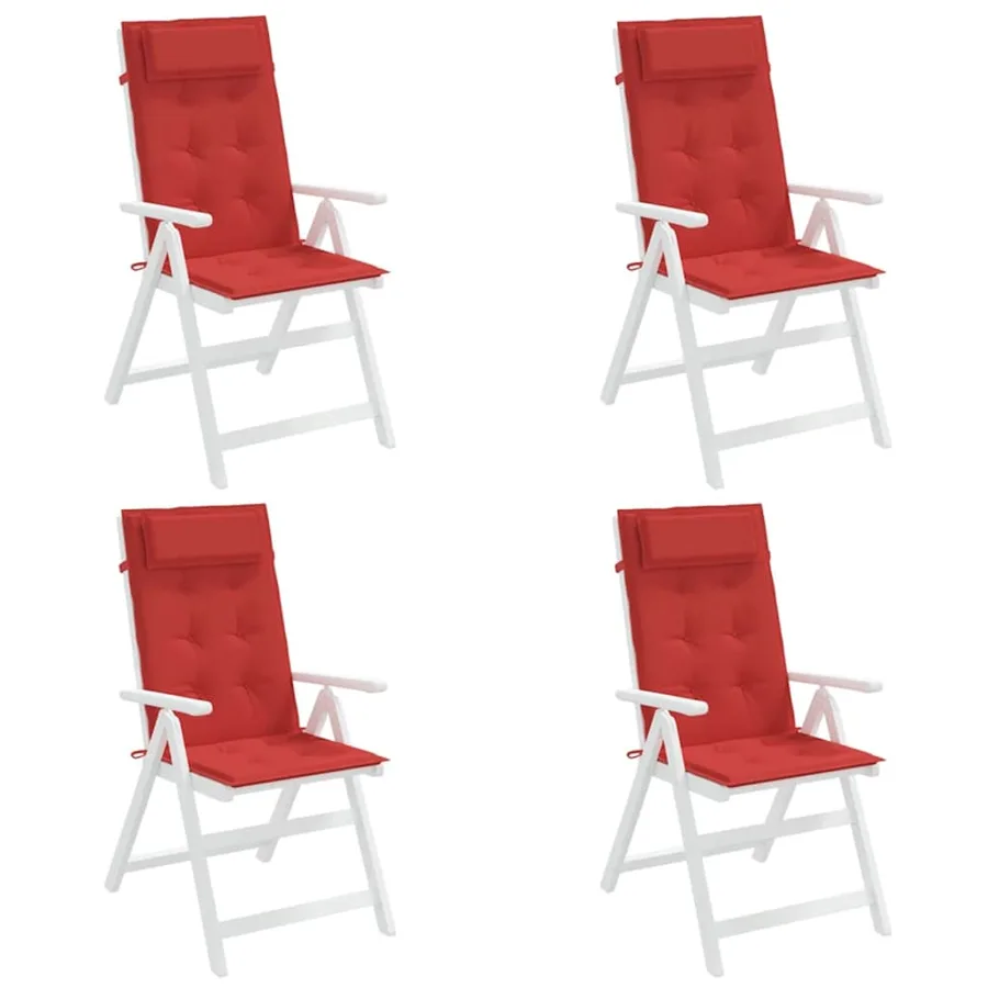 Coussins de chaise à dossier haut lot de 4 rouge tissu oxford - 4