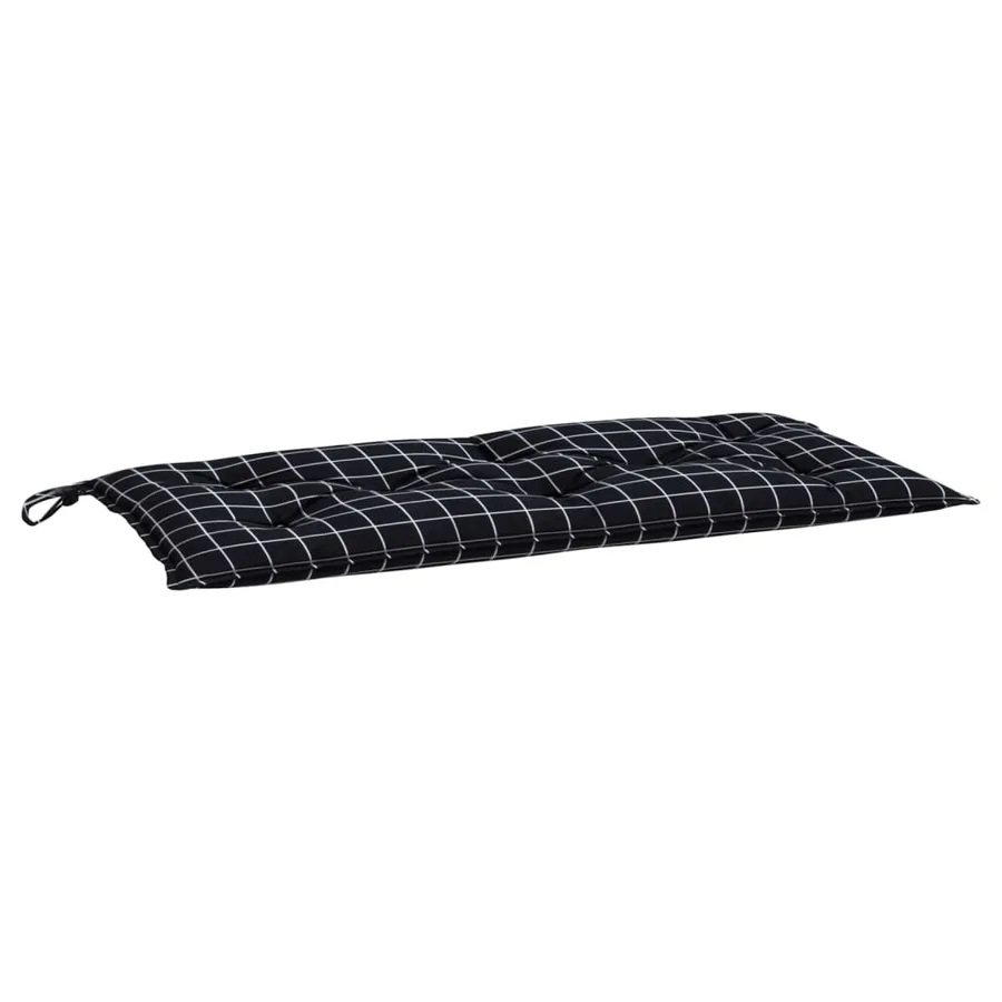 Coussin de banc de jardin carreaux noir 110x50x7 cm tissu - 4