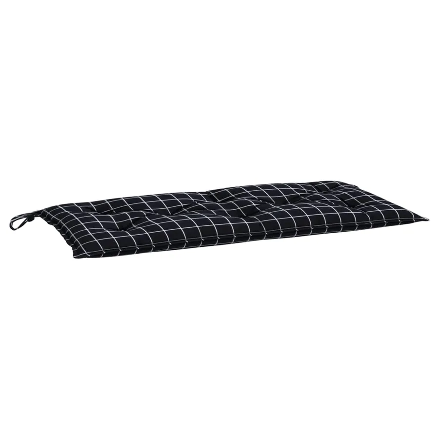 Coussin de banc de jardin carreaux noir 100x50x7cm tissu oxford - 2