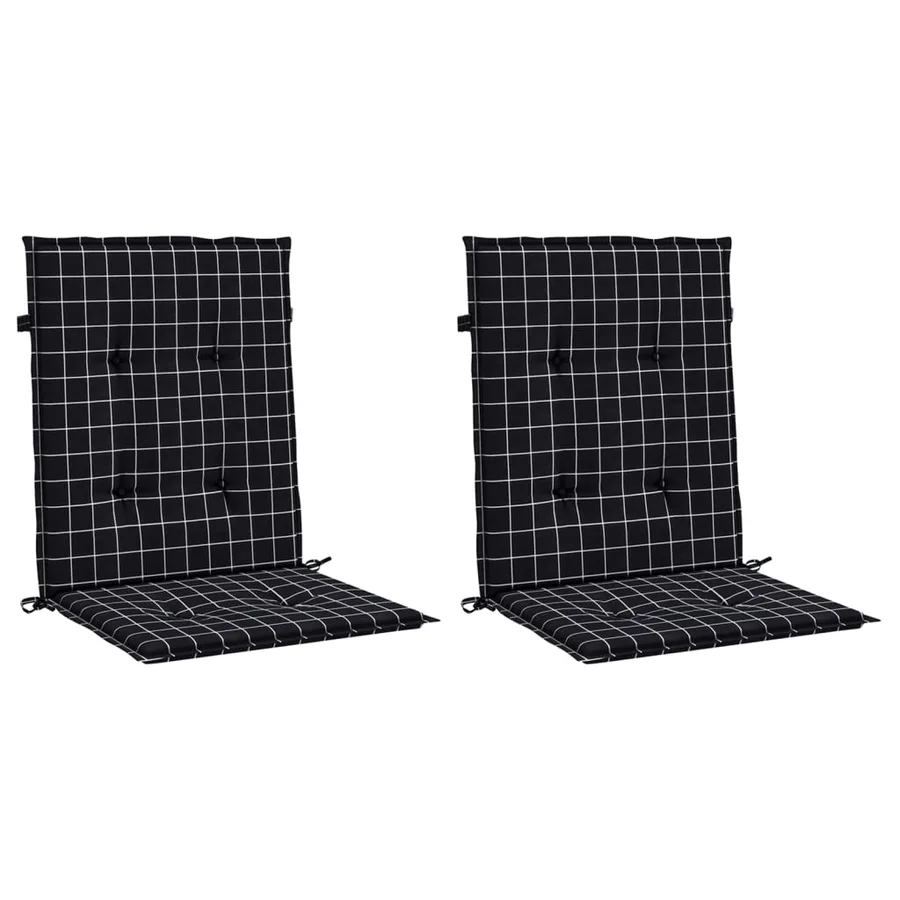 Coussins de chaise à dossier bas lot de 2 noir à carreaux tissu - 3