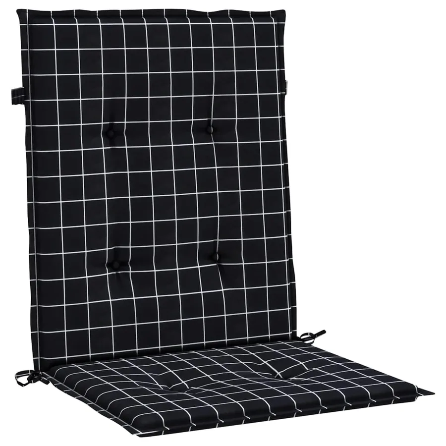 Coussins de chaise à dossier bas lot de 2 noir à carreaux tissu - 5