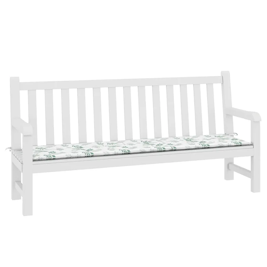 Coussin de banc de jardin motif de feuilles 200x50x3 cm tissu - 3