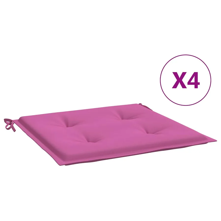Coussins de chaise de jardin lot de 4 rose 50x50x4 cm tissu - 2