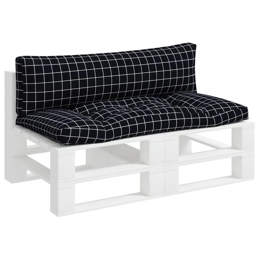 Coussins de palette lot de 2 motif à carreaux noir tissu Oxford - 3