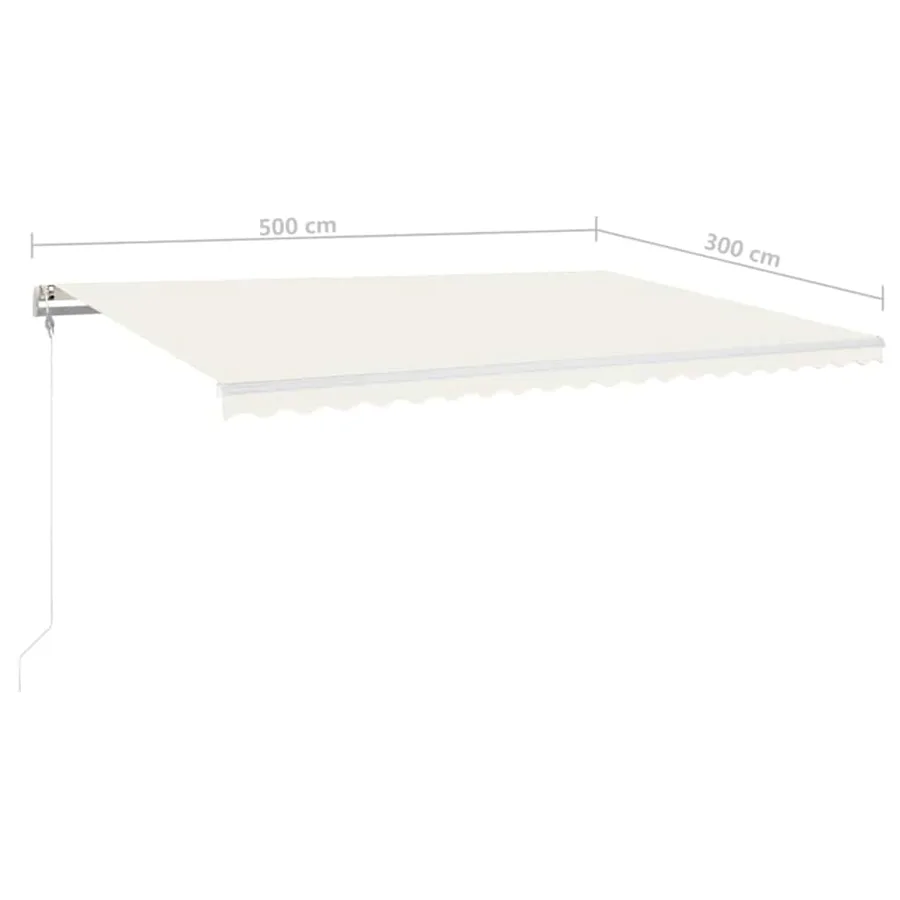 Auvent automatique avec capteur de vent et LED 500x300 cm Crème - 10