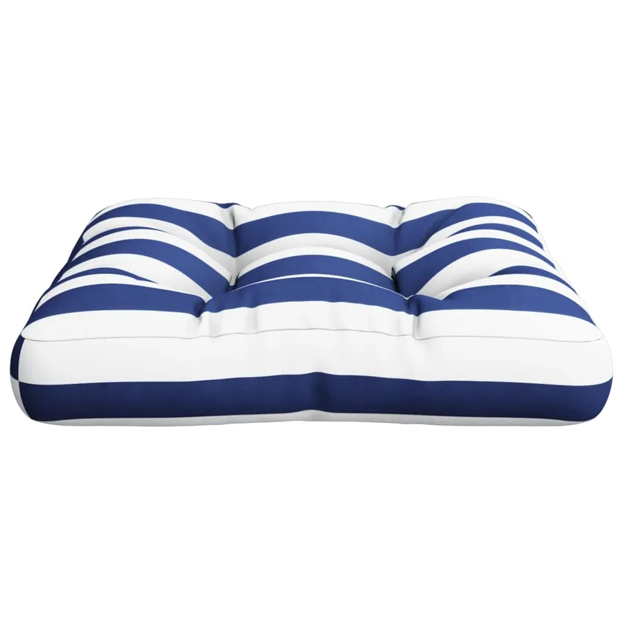 Coussin de palette rayures bleues et blanches 60x60x12 cm tissu - 6