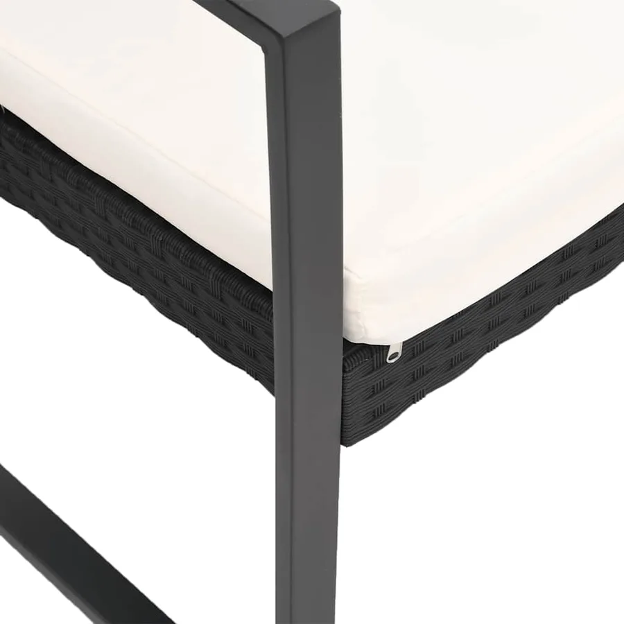 Banc de jardin à 2 places avec coussins noir rotin PP - 5