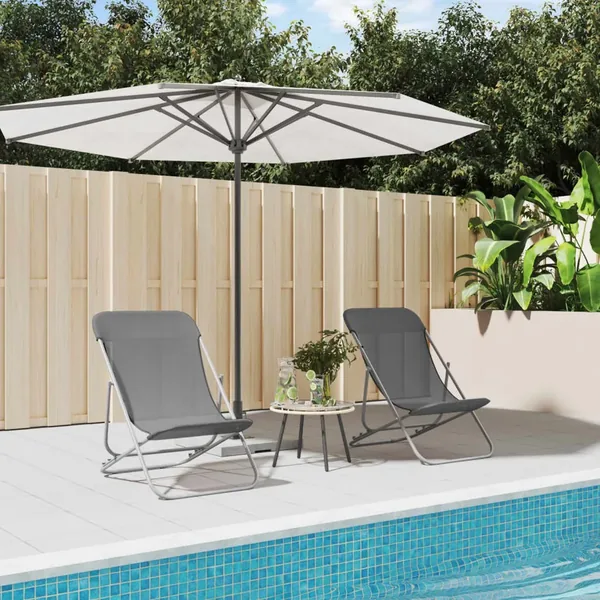 Chaises plage pliantes lot de 2 textilène acier enduit poudre