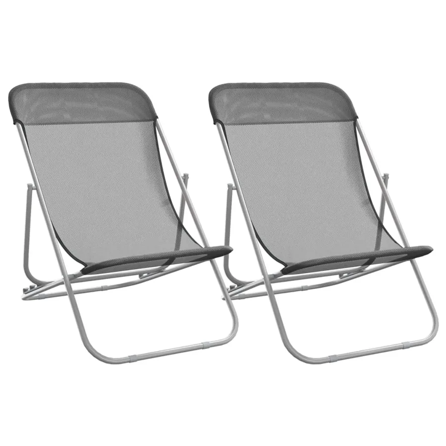 Chaises plage pliantes lot de 2 textilène acier enduit poudre - 2