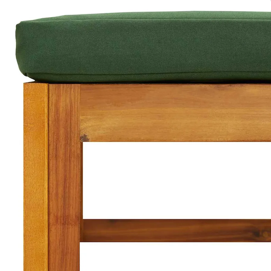 Repose-pied de jardin avec coussin verts bois massif d'acacia - 7