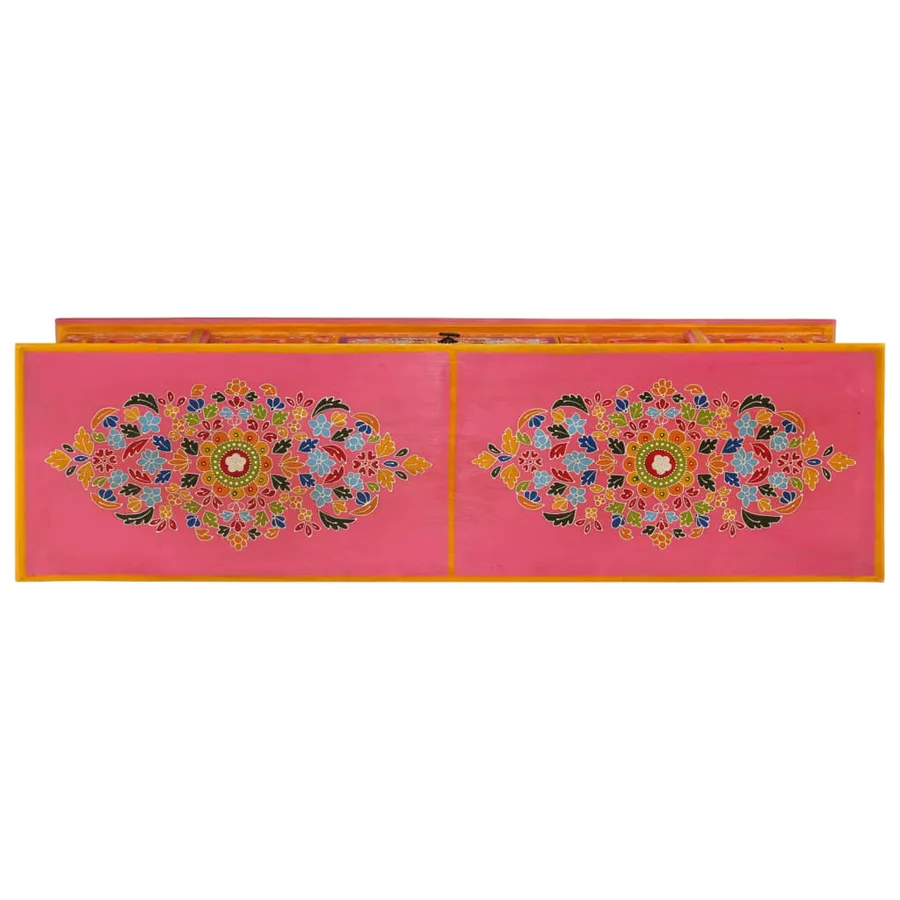 Meuble TV rose 110x30x40 cm bois massif de manguier - 5