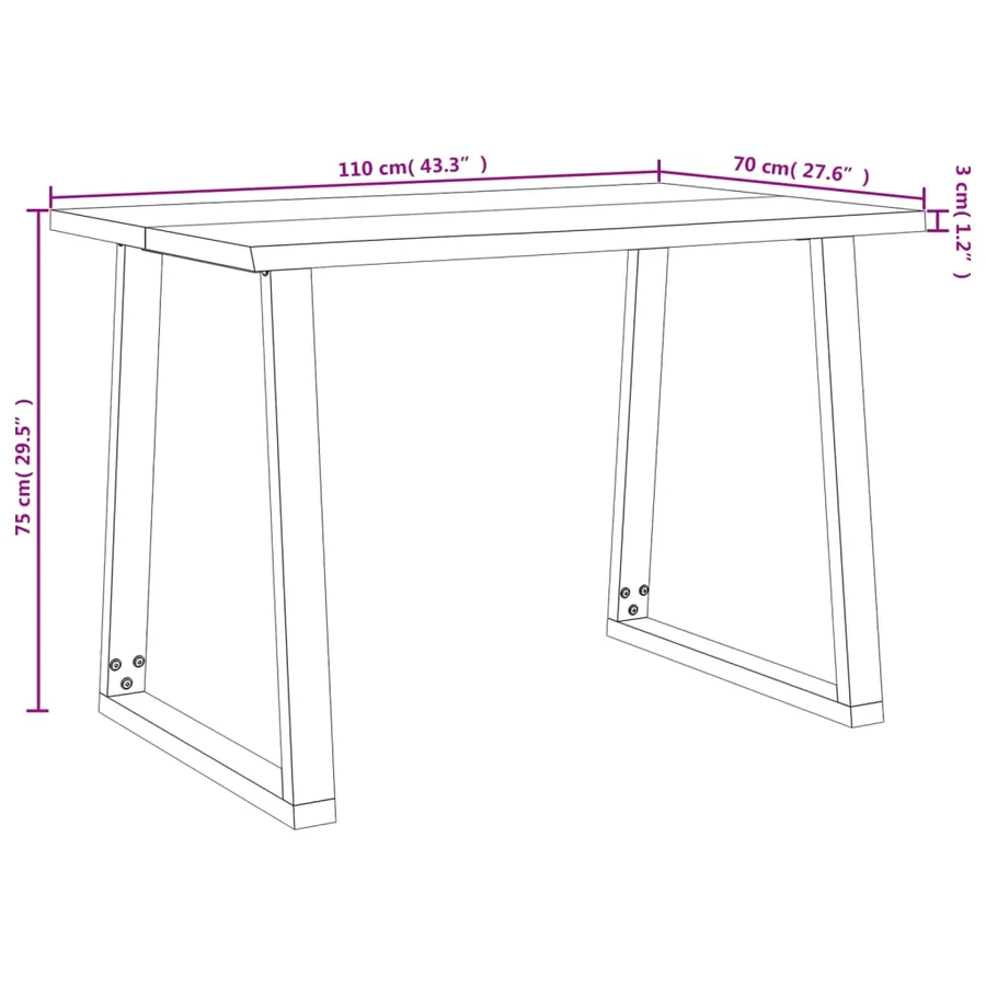 Table à manger 110x70x75 cm bois d'acacia solide à bord vif - 9