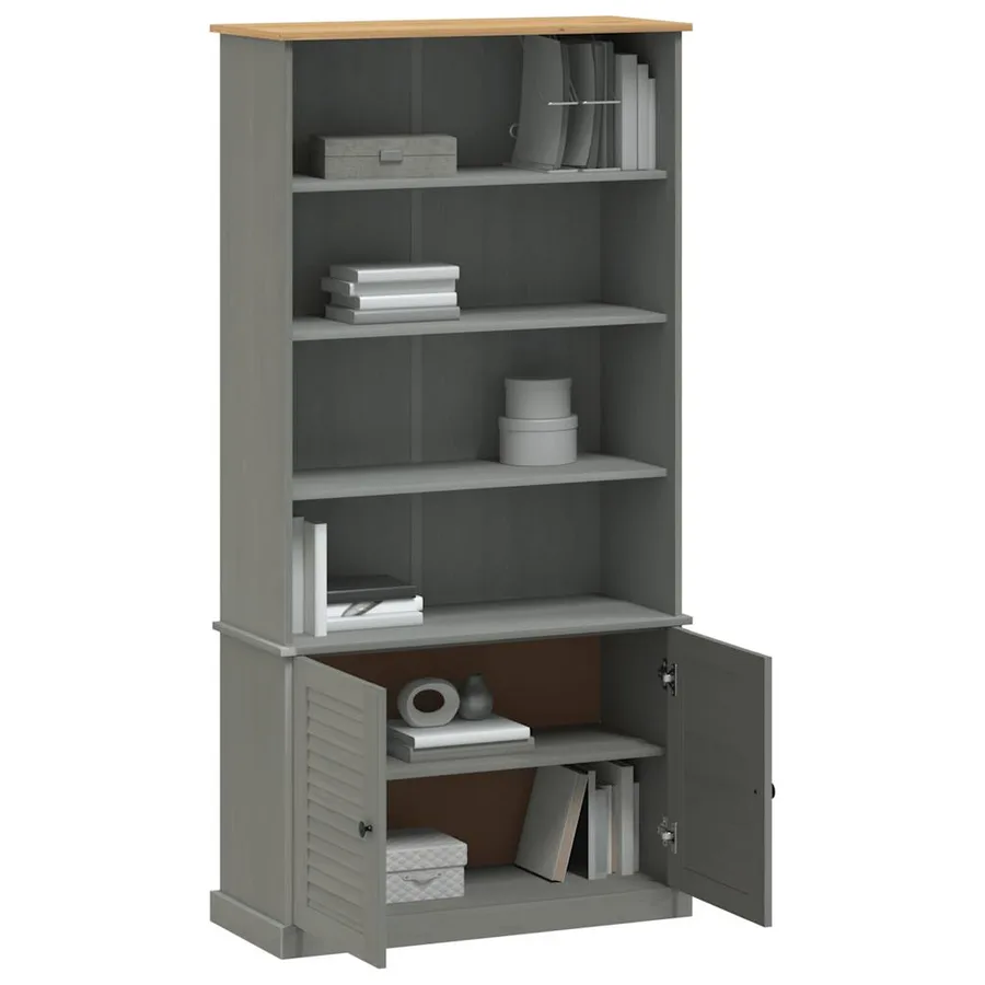 Bibliothèque VIGO gris 85x35x170 cm bois massif de pin - 3