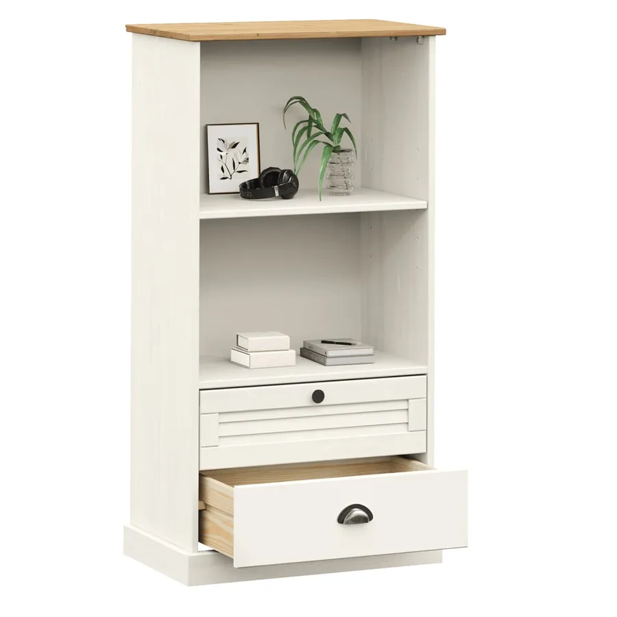 Bibliothèque VIGO blanc 60x35x114,5 cm bois massif de pin - 3