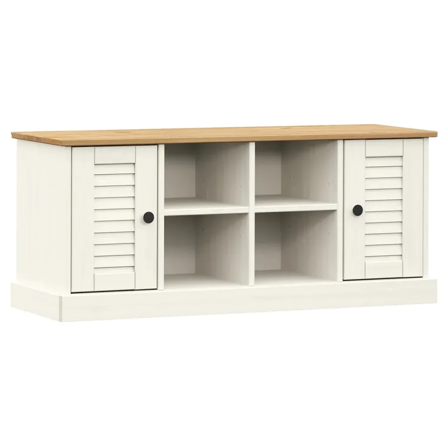 Banc à chaussures VIGO blanc 106x35x45 cm bois massif de pin - 2