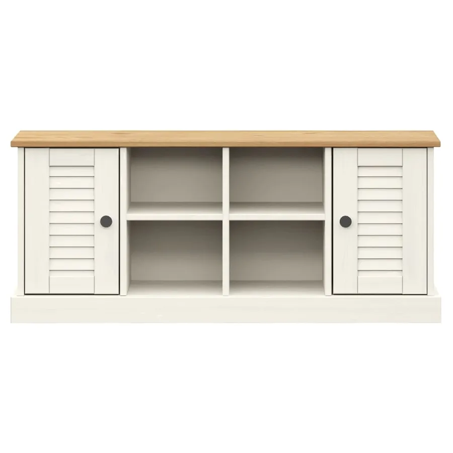 Banc à chaussures VIGO blanc 106x35x45 cm bois massif de pin - 4