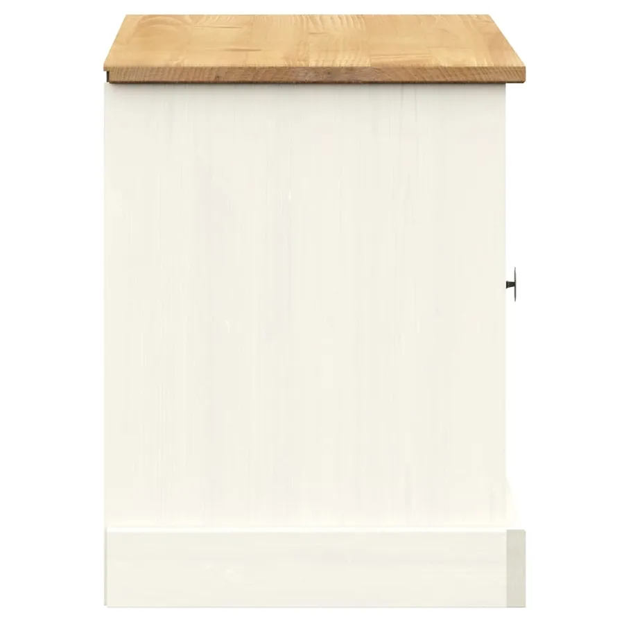 Banc à chaussures VIGO blanc 106x35x45 cm bois massif de pin - 6