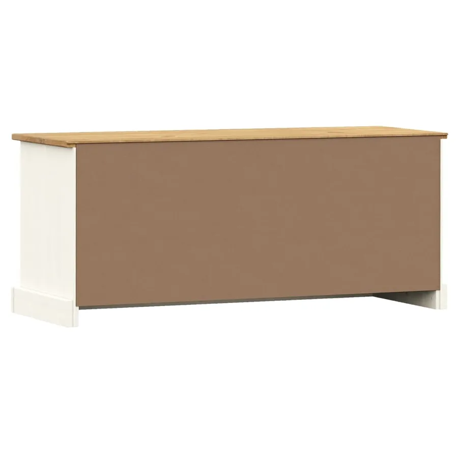 Banc à chaussures VIGO blanc 106x35x45 cm bois massif de pin - 7