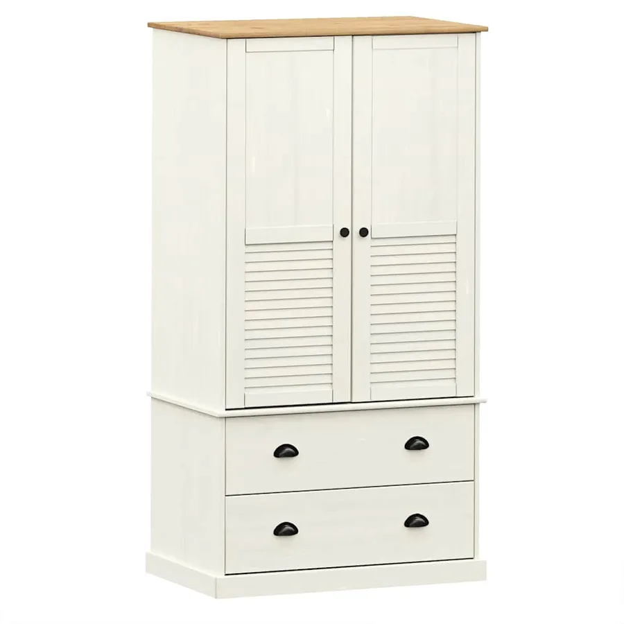 Garde-robe VIGO blanc 90x55x170 cm bois massif de pin - 2