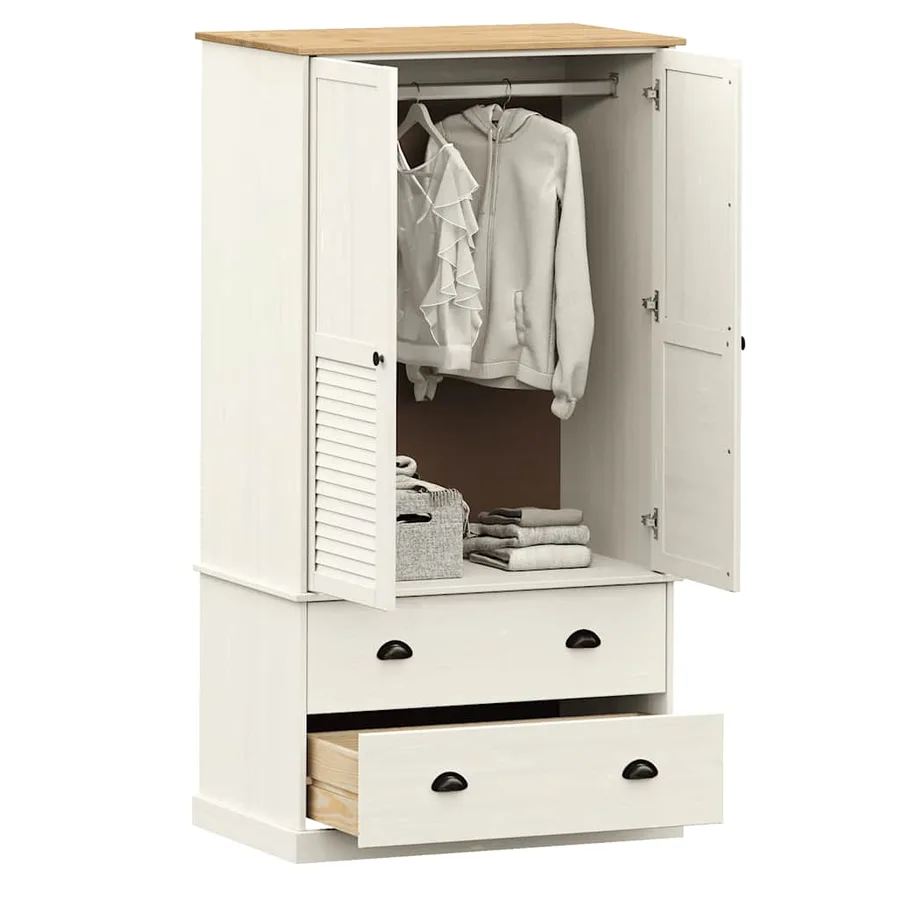 Garde-robe VIGO blanc 90x55x170 cm bois massif de pin - 3