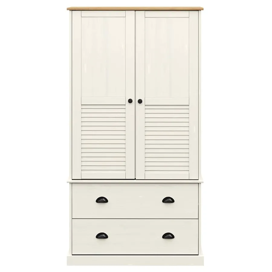 Garde-robe VIGO blanc 90x55x170 cm bois massif de pin - 4