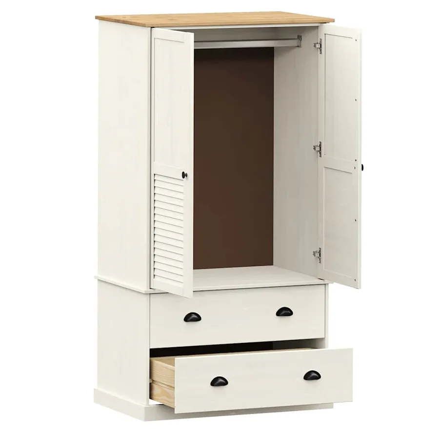 Garde-robe VIGO blanc 90x55x170 cm bois massif de pin - 5