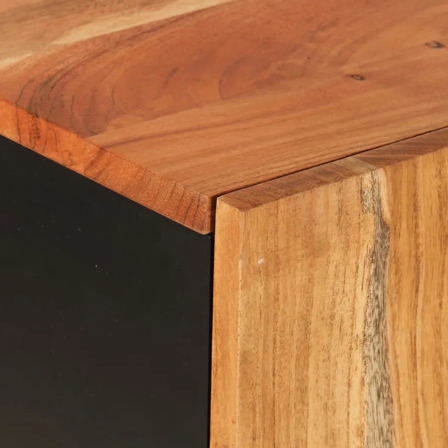 Buffet haut avec tiroir 60x33x100cm bois massif d'acacia et fer - 6